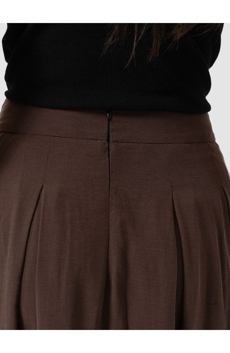Saint + Sofia Eliza Pleated Skirt, Alternate, color, Brown