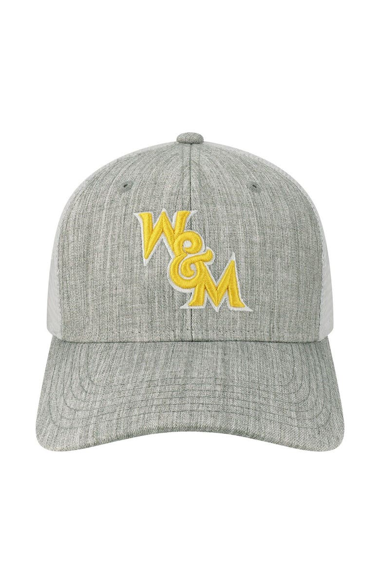 LEGACY ATHLETIC Men's Legacy Athletic Heather Gray/White William & Mary Tribe The Champ Trucker Snapback Hat, Alternate, color, 