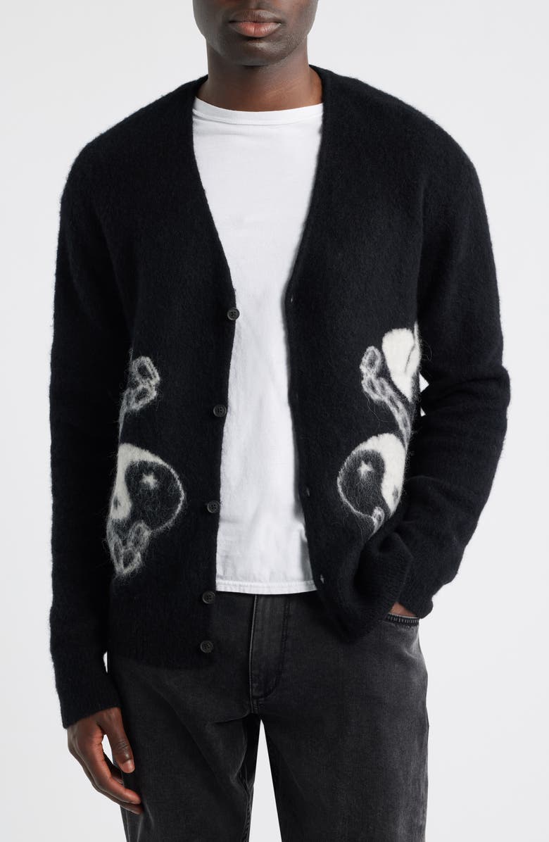 AllSaints Reflection Cardigan, Alternate, color, Black/ Chalk White