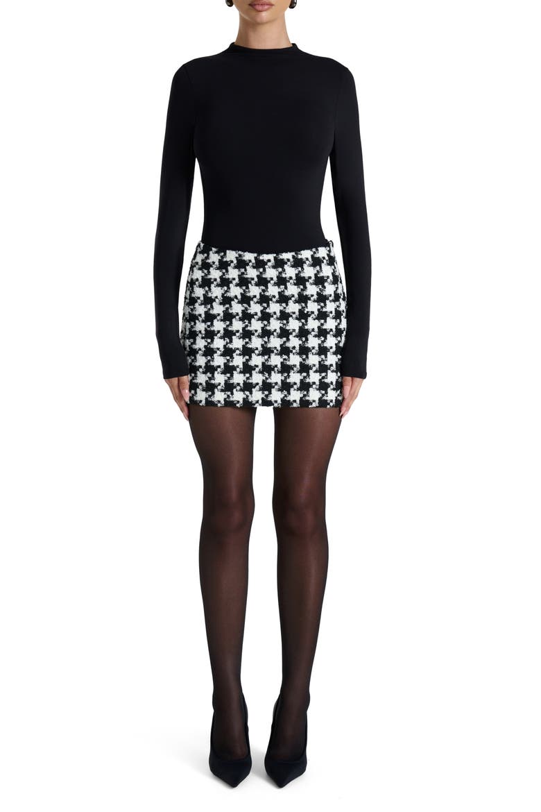 Houndstooth Check Tweed Miniskirt, Alternate, color, HOUNDSTOOTH BLACK/ WHITE