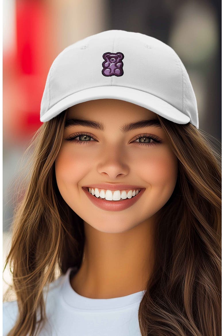 Purple Gummy Embroidered Cap, Alternate, color, White