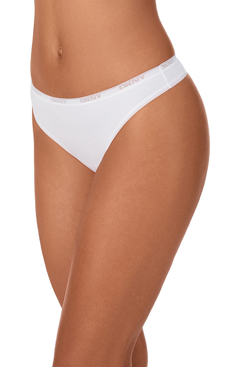 Cotton Blend Thong, Alternate, color, WHITE