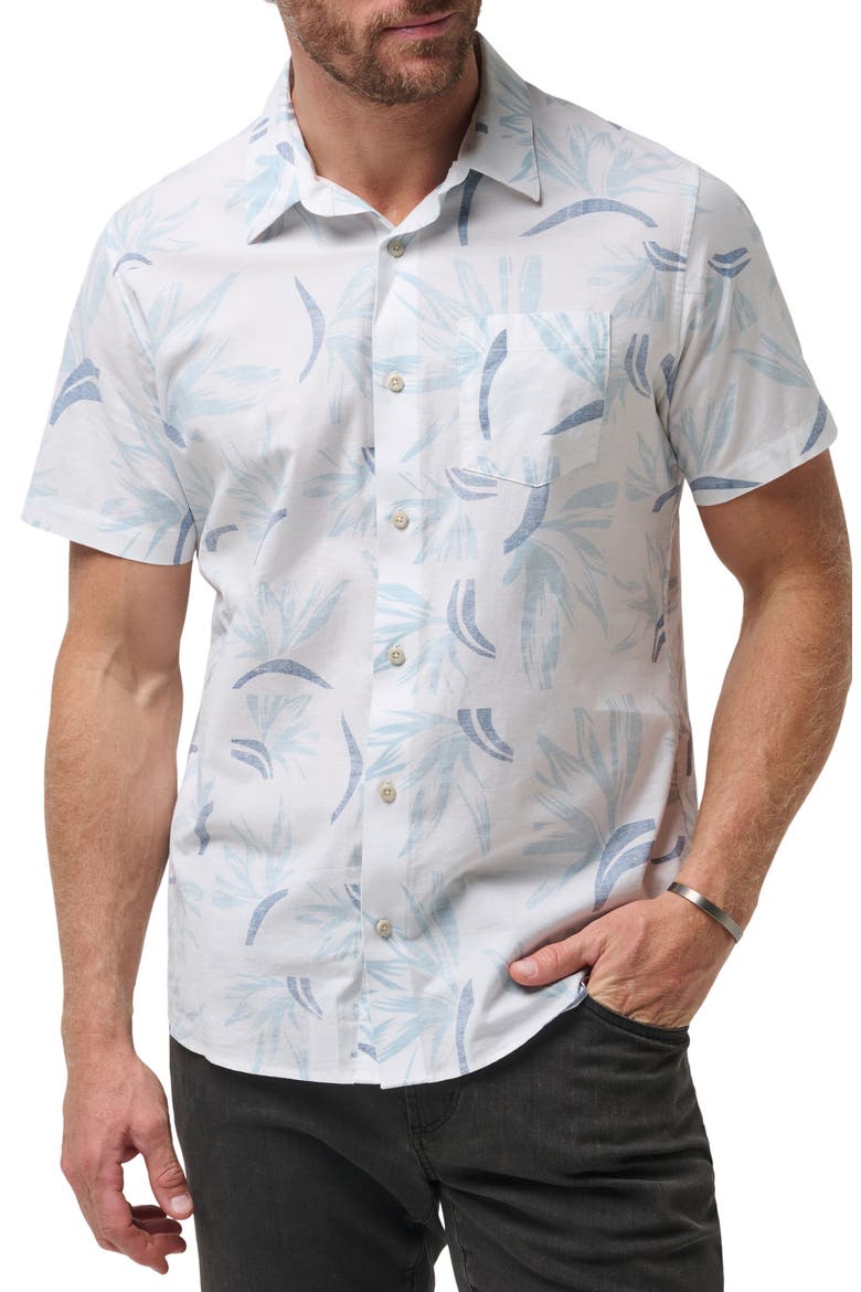 The Thick Of It Short Sleeve Button-Up Shirt, Main, color, WHITE NAVY