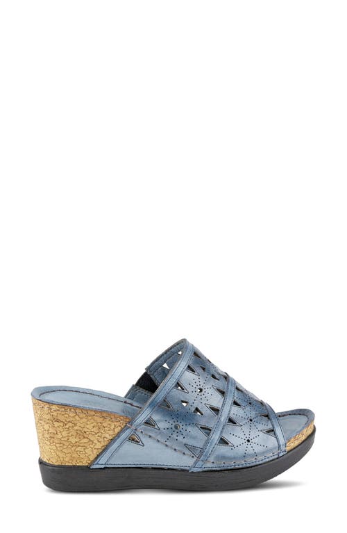 Spring Step Fusa Wedge Slide Sandal In Blue