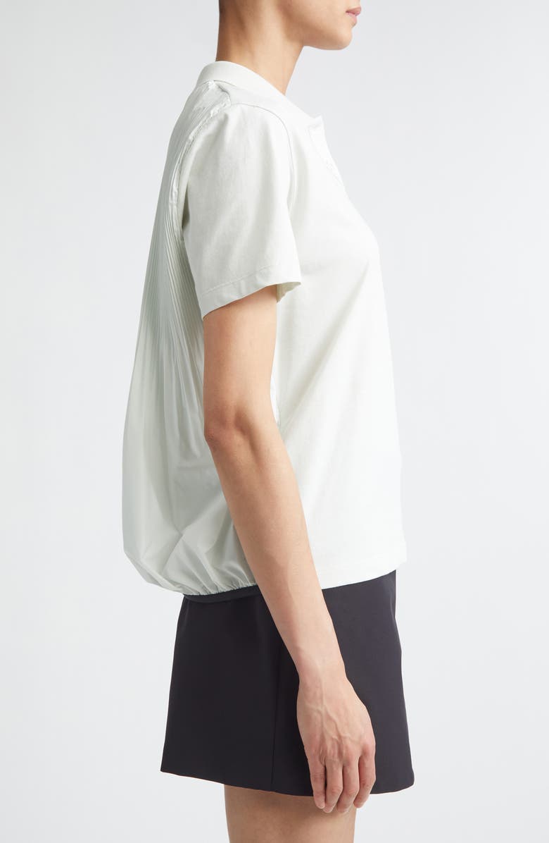 Moncler Pleated Back Mixed Media Polo, Alternate, color, Ice