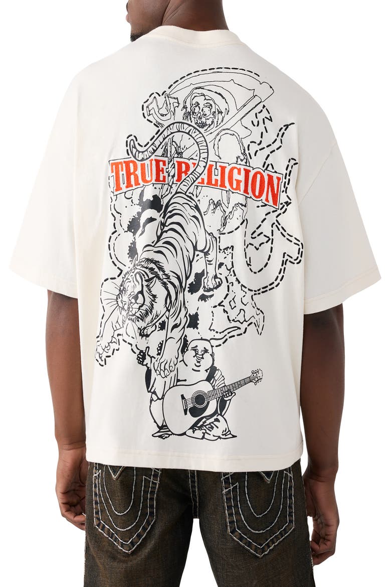 Tiger Logo Oversize Cotton Graphic T-Shirt, Alternate, color, WINTER WHITE