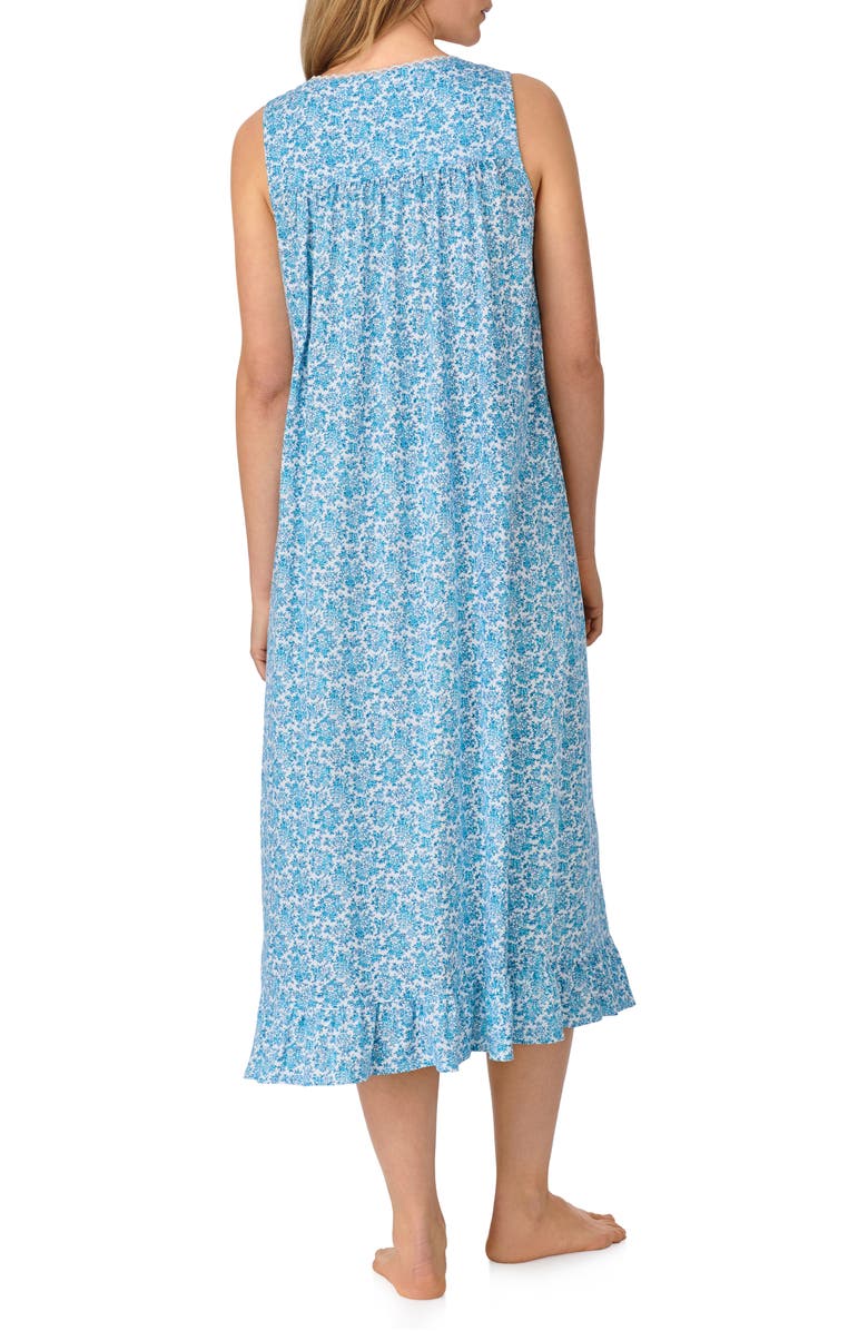 Eileen West Sleeveless Cotton Ballet Nightgown, Alternate, color, White/Aqua