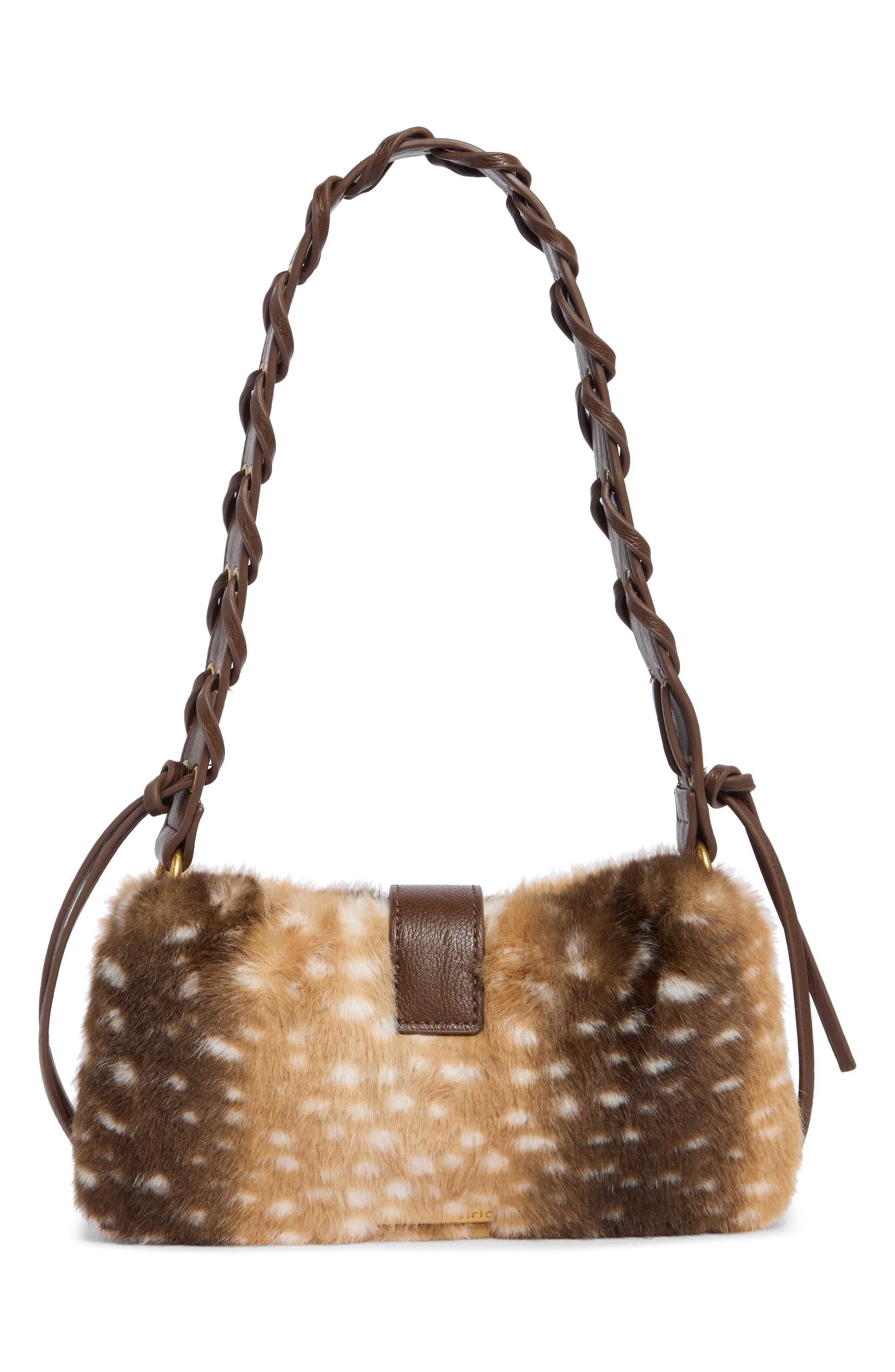 Faux Fur Baguette Shoulder Bag, Alternate, color, DEER