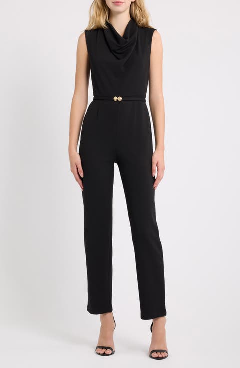 Cowl Neck Belted Jumpsuit