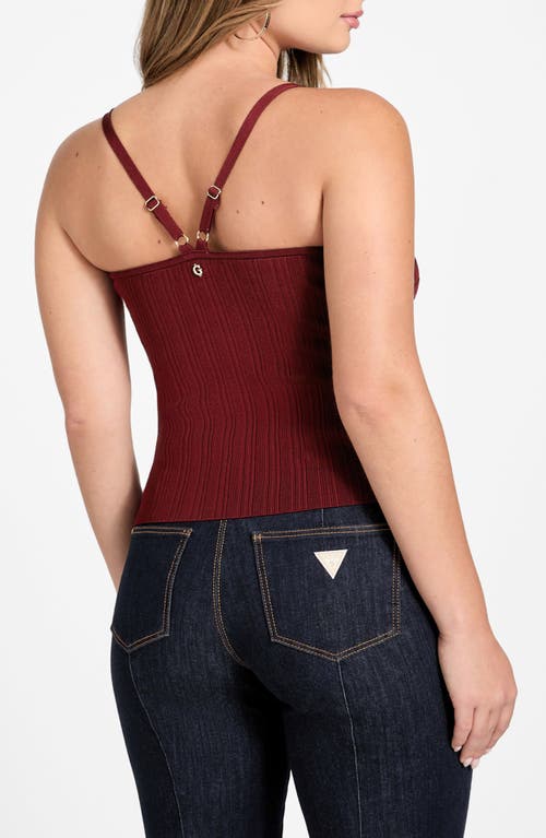 Guess Sofie Mirage Halter Sweater Tank In Burgundy
