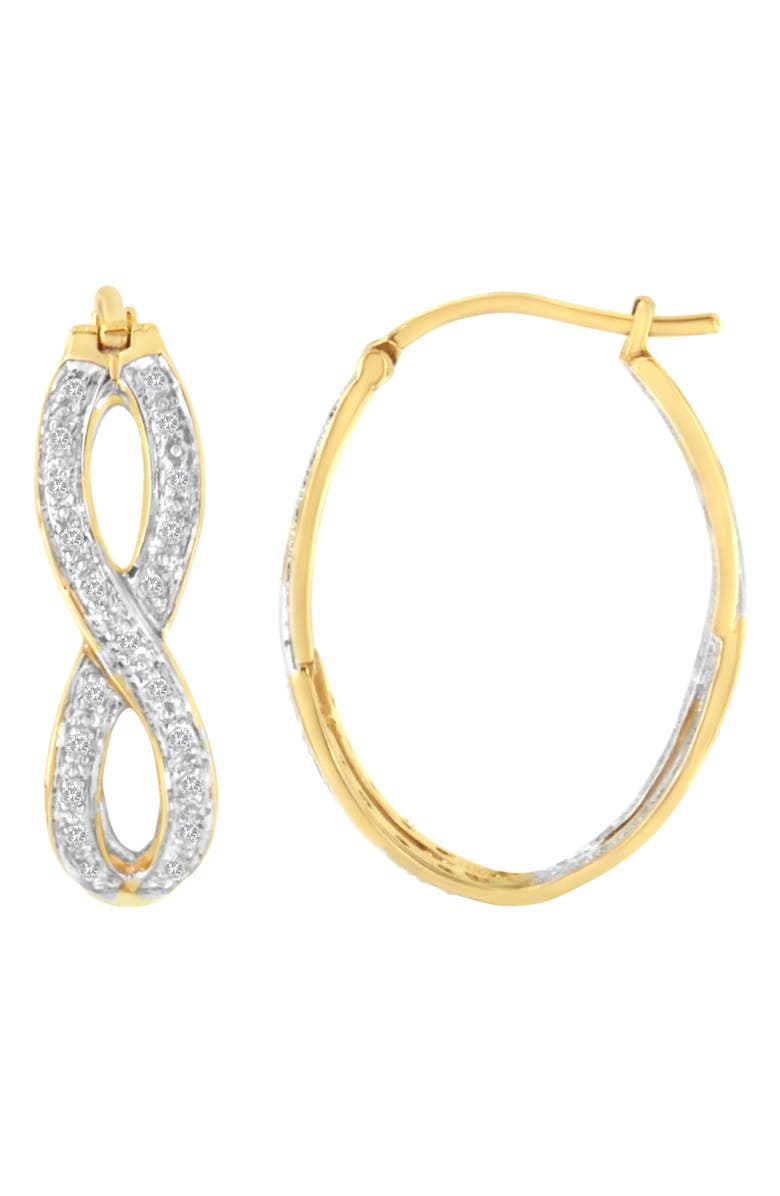 Haus of Brilliance 10K Yellow and White Gold 1/4 Ct Diamond Double Infinity Hoop Earrings, Alternate, color, Yellow