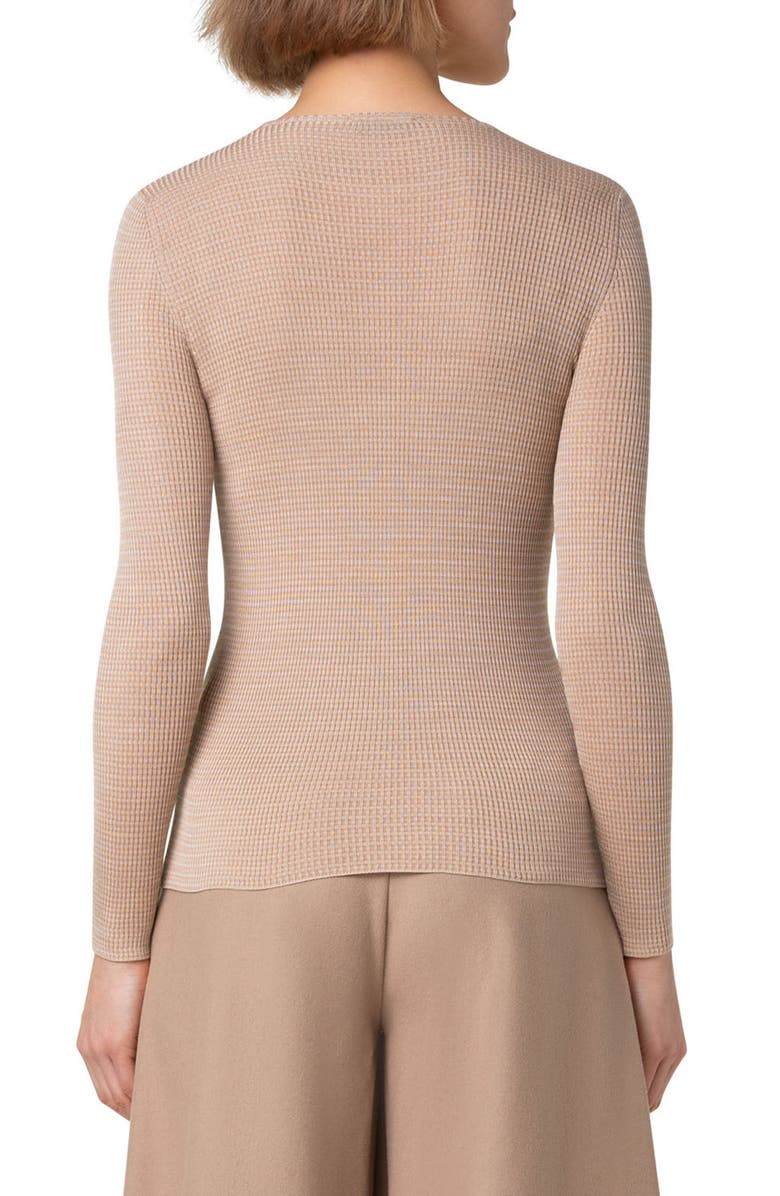 Akris Fitted Rib Silk Sweater, Alternate, color,