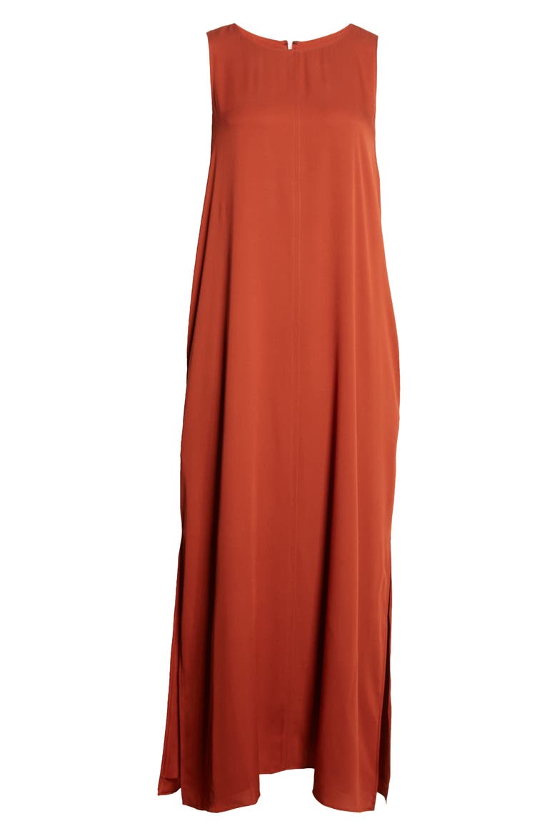 Stretch Silk Tank Dress, Alternate, color, RUST HENNA