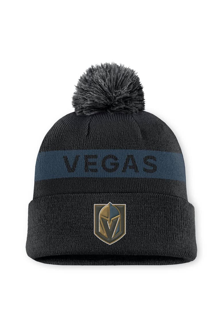 Women's Fanatics Black/ Vegas Golden Knights Authentic Pro Rink Cuffed Knit Hat with Pom, Main, color, Black