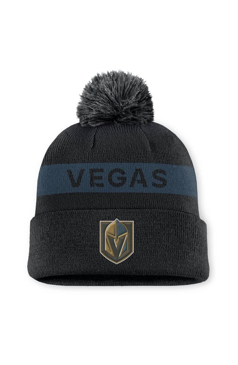 FANATICS Women's Fanatics Black/ Vegas Golden Knights Authentic Pro Rink Cuffed Knit Hat with Pom, Main, color, Black