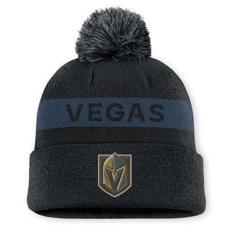 Women's Fanatics Black/ Vegas Golden Knights Authentic Pro Rink Cuffed Knit Hat with Pom