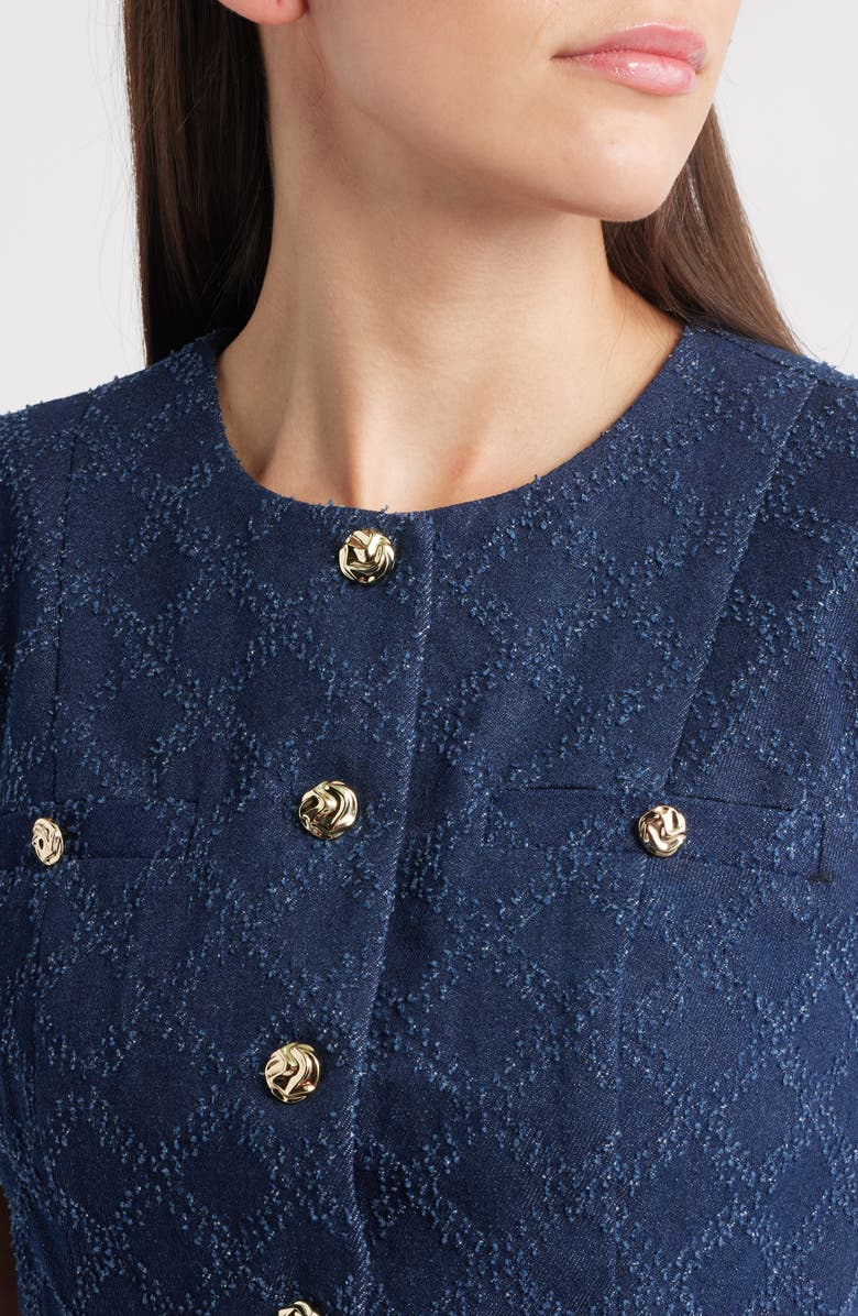 ZOE AND CLAIRE Jacquard Denim Vest, Alternate, color, 