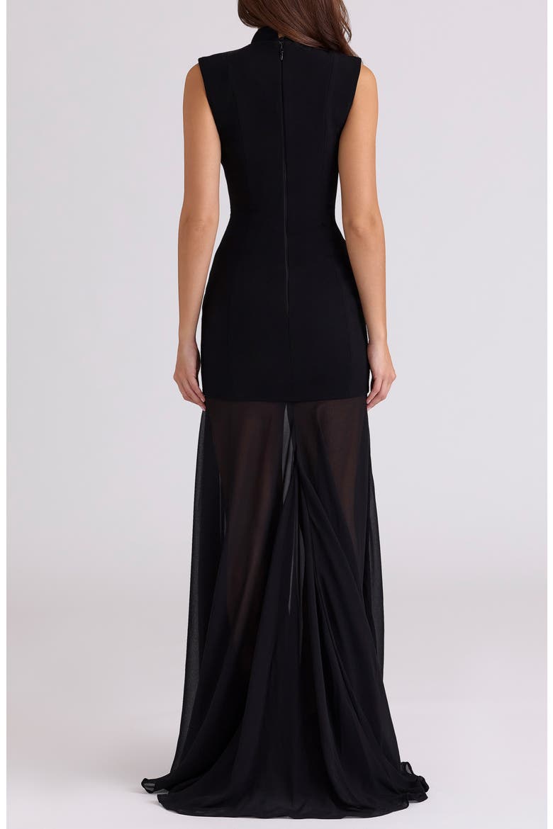 Raphaella Stretch Crepe Mermaid Gown, Alternate, color, BLACK