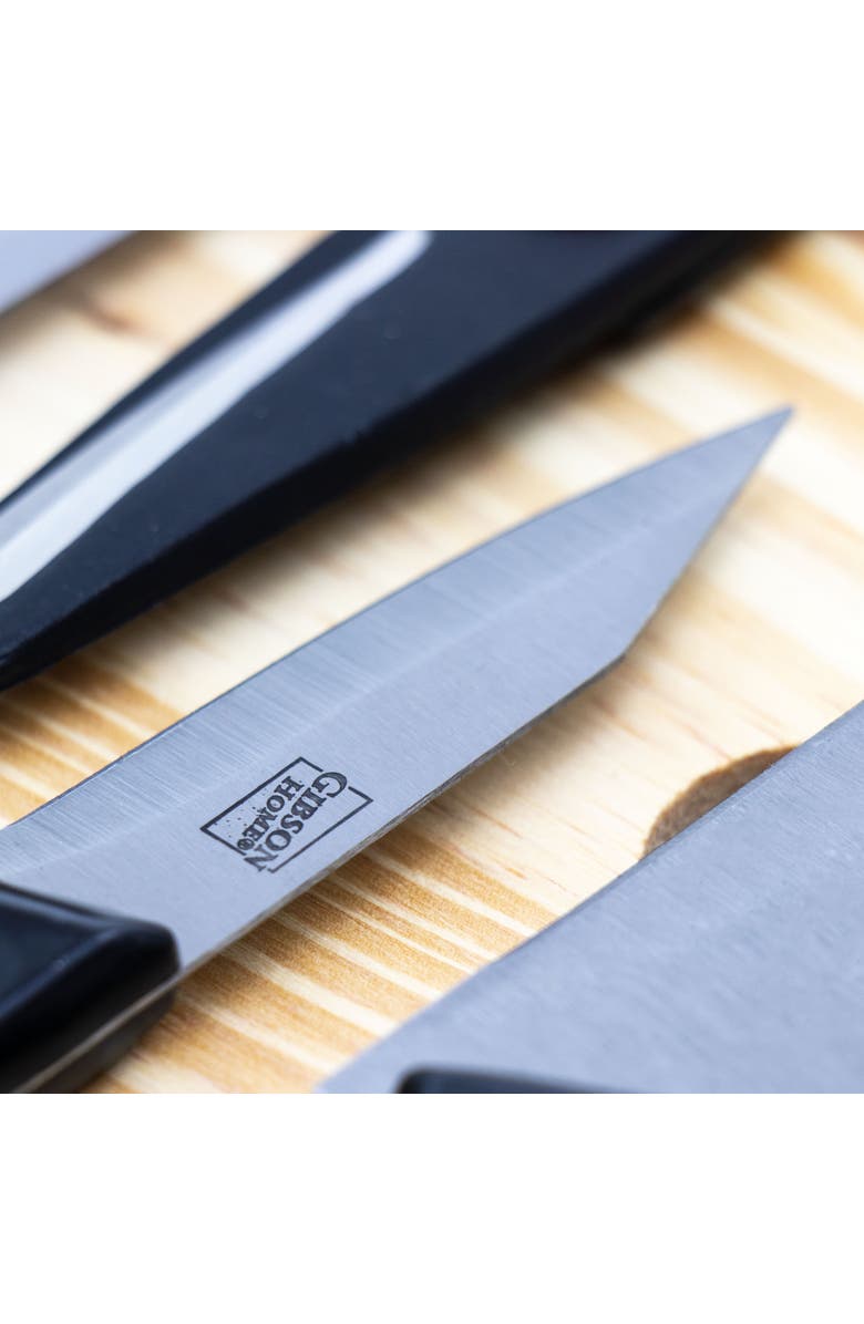 Gibson Home Wildcraft 15 Piece Stainless Steel Cutlery Set with Pine Wood Cutting Board, Alternate, color, Black