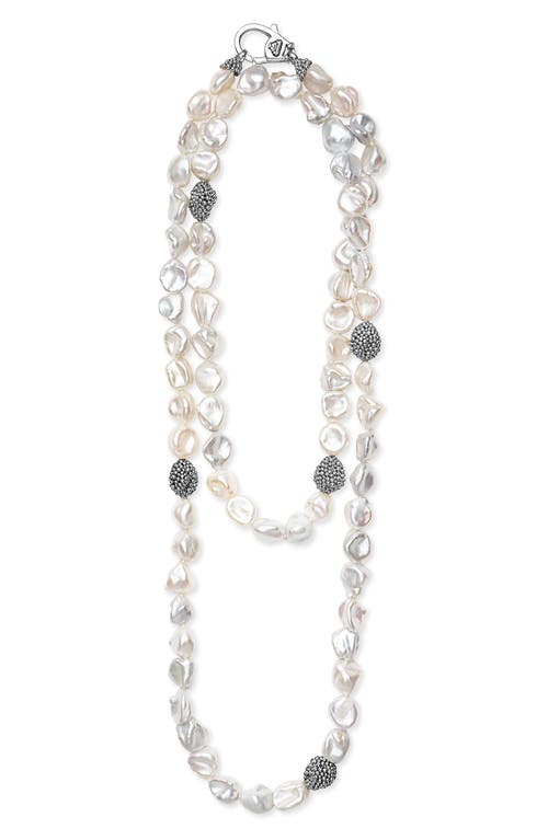 Lagos Sterling Silver Luna Keshi Pearl & Caviar Bead Long Strand Necklace, 34 In Silver