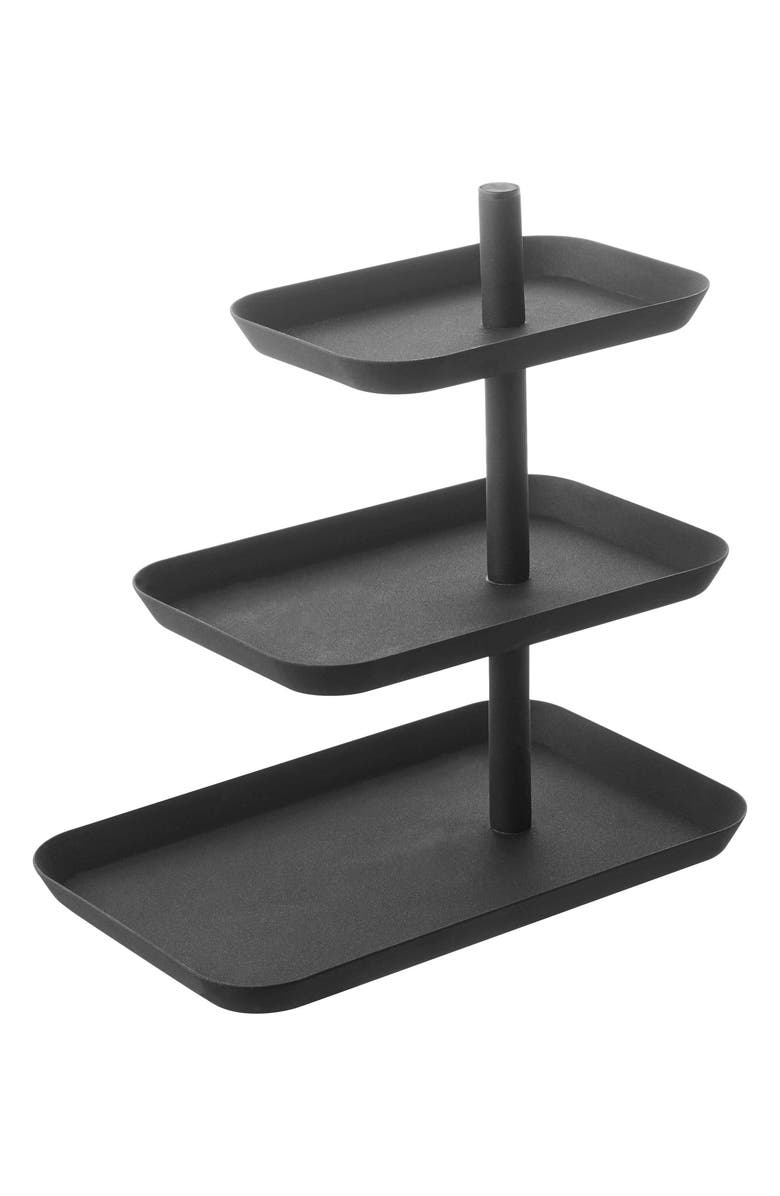 Yamazaki Tower Three-Tier Steel Serving Stand, Main, color, Black