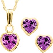 Mignonette 14k Gold Birthstone Necklace & Stud Earrings
