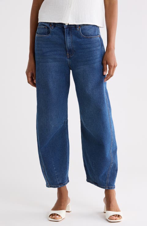 The Bowery High Waist Short Barrel Leg Jeans