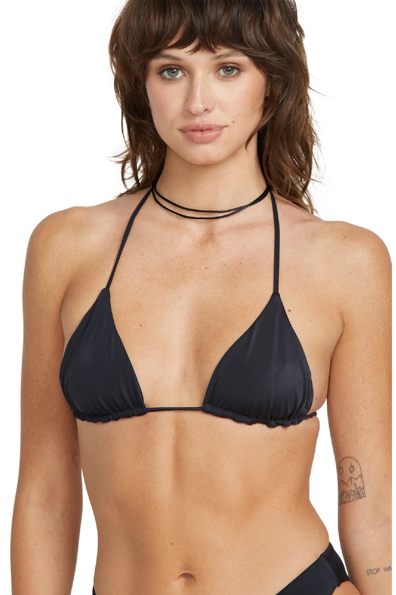 Simply Seamless Triangle Bikini Top, Alternate, color, BLACK