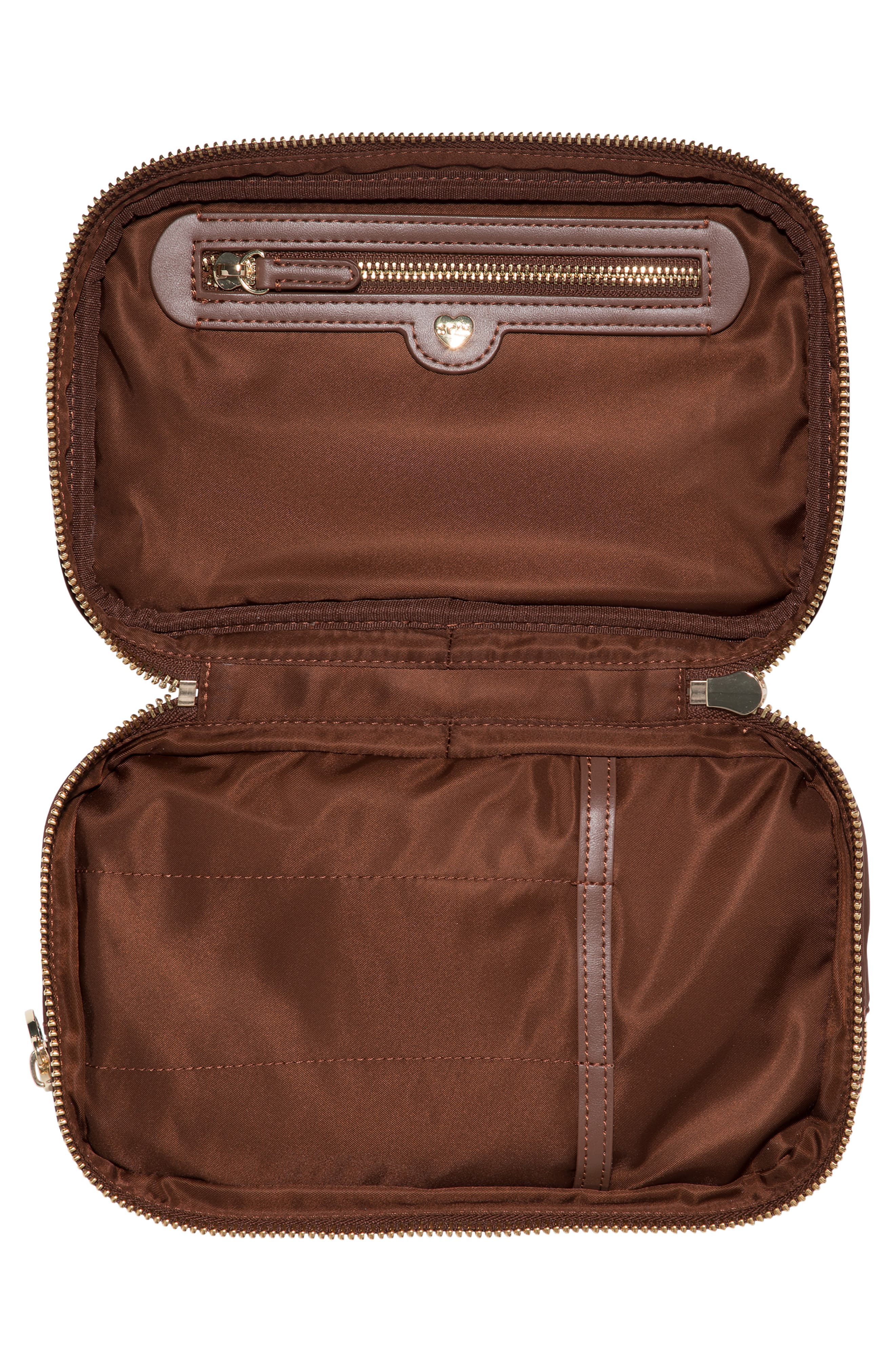 Nylon Double-Zip Pouch, Alternate, color, ESPRESSO