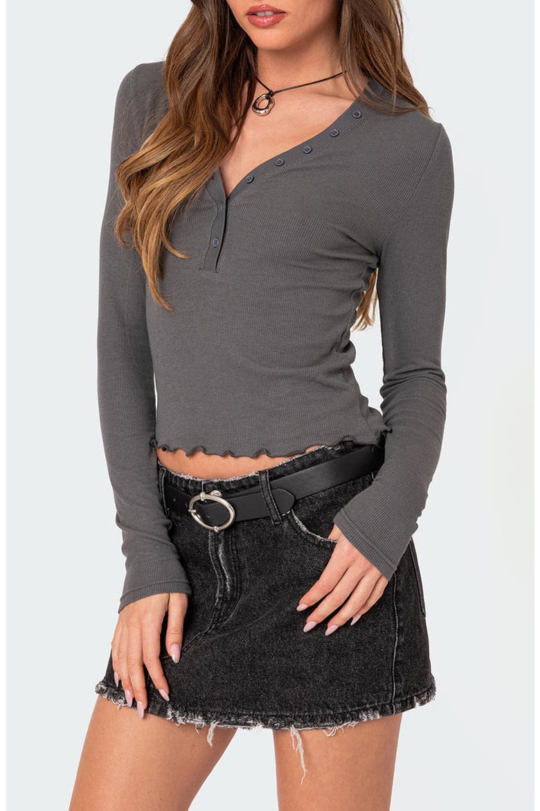 Emerson V-Neck Long Sleeve Henley, Alternate, color, DARK-GRAY