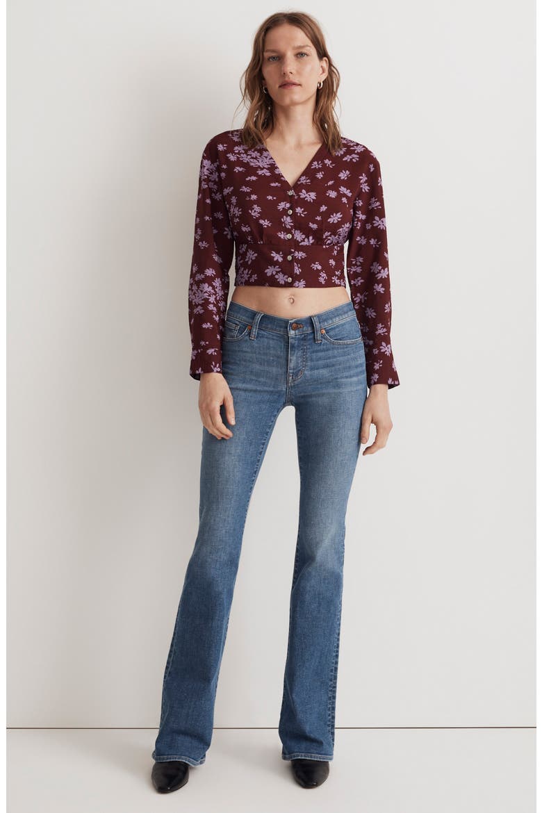 V-Neck Button-Front Shirt, Alternate, color, CABERNET
