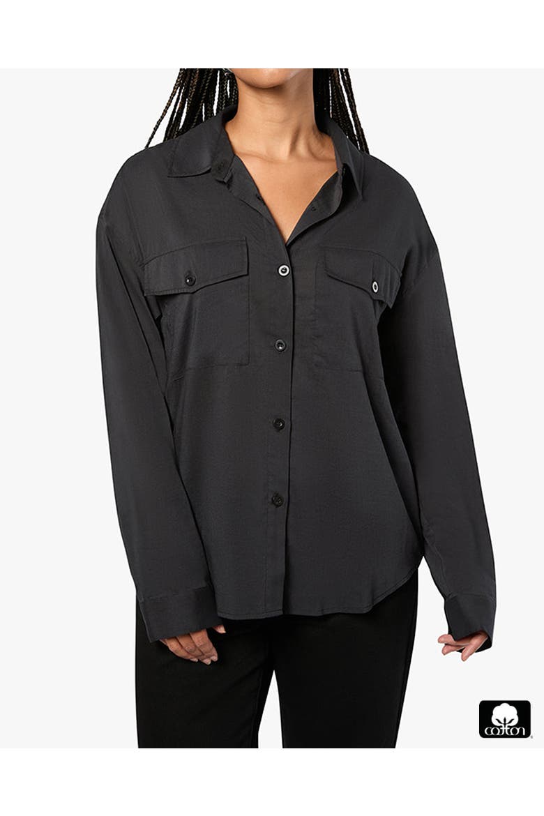 Boxy Button Down Shirt, Main, color, BLACK