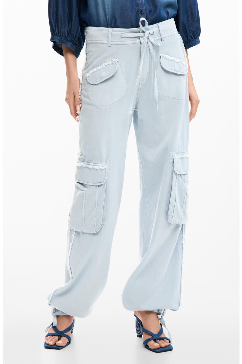 Frayed Cargo Pants, Main, color, LIGHT BLUE