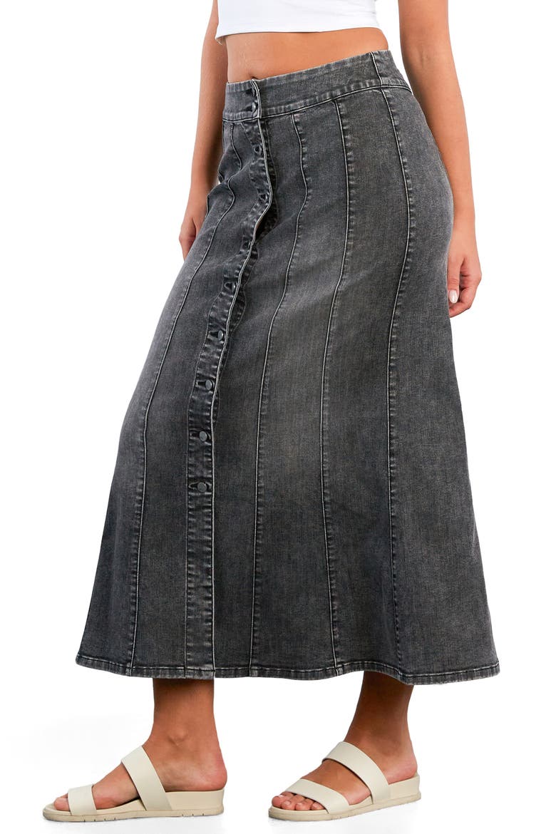 Stretch Denim Maxi Skirt, Alternate, color, SOFT GREY