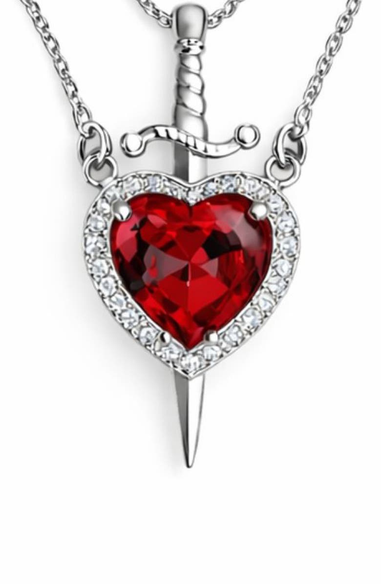 REBL Set of 2 Heart & Dagger Crystal Pendant Necklaces, Alternate, color, 