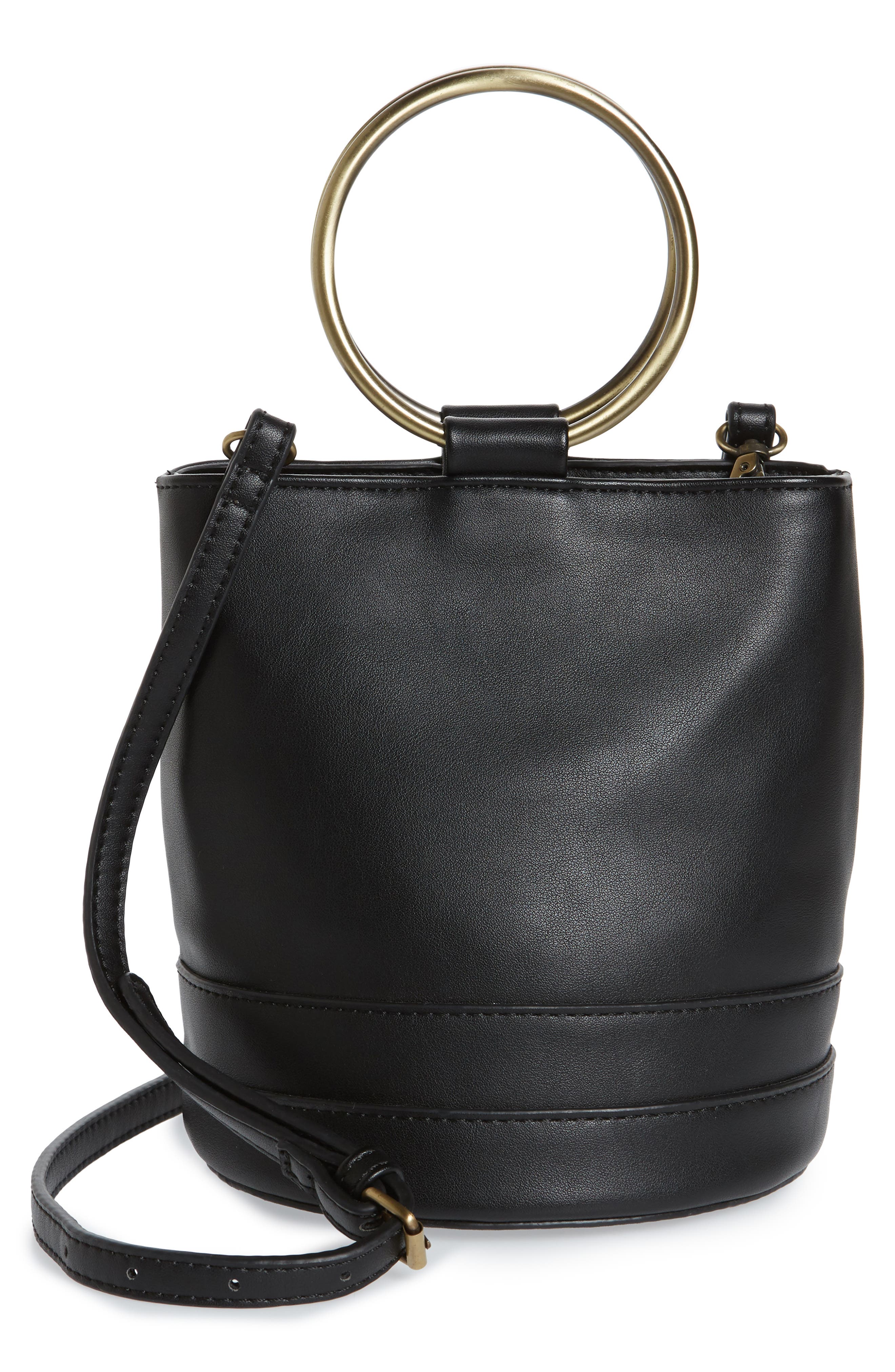 Malibu Skye Ring Handle Faux Leather Bag, Main, color, 