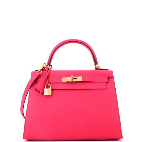 Kelly Handbag Pink Epsom with Gold Hardware 28
