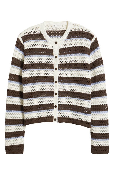Stripe Pointelle Cardigan
