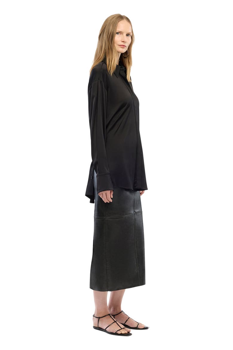 Bias Button Side Shirt, Alternate, color, BLACK