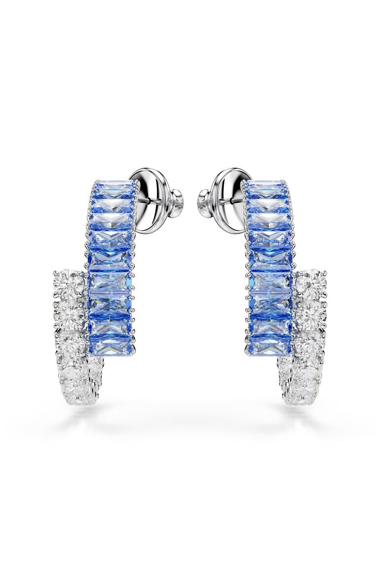 Matrix Hoop Earrings, Alternate, color, BLUE/ SILVER