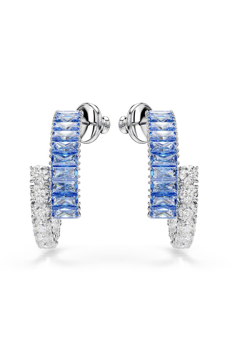 Swarovski Matrix Hoop Earrings, Alternate, color, Blue/ Silver