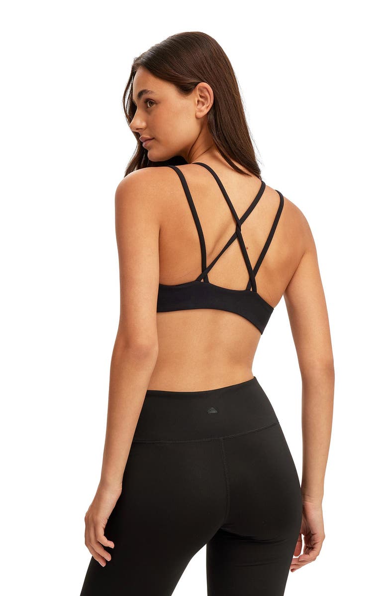 COTTON ON BODY Women's Active Ultra Soft Scrunch Front Strappy Crop, Alternate, color, Black