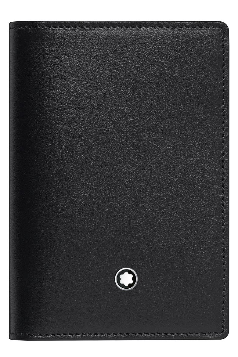 Meisterstück Leather Business Card Holder, Main, color, BLACK