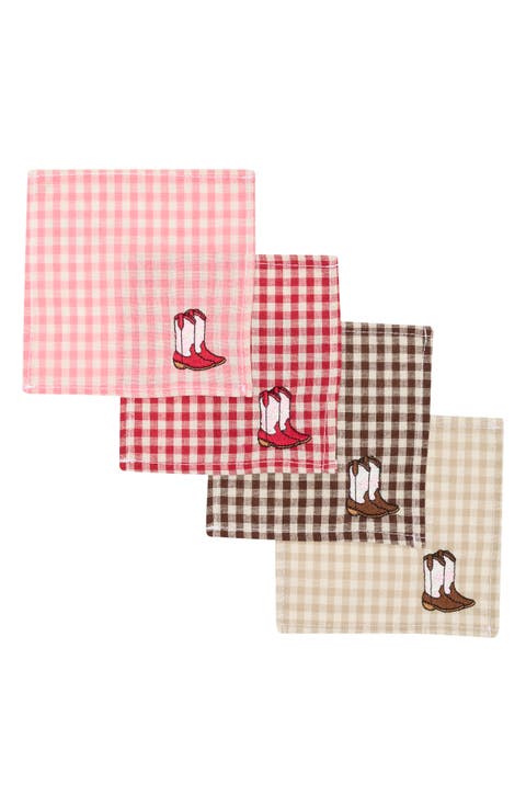 Cowgirl Boots Gingham Cocktail Napkins