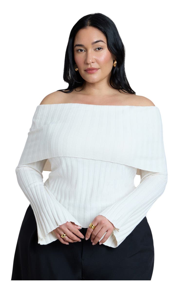 Off The Shoulder Ribbed Sweater (plus), Main, color, COCONUT MILK