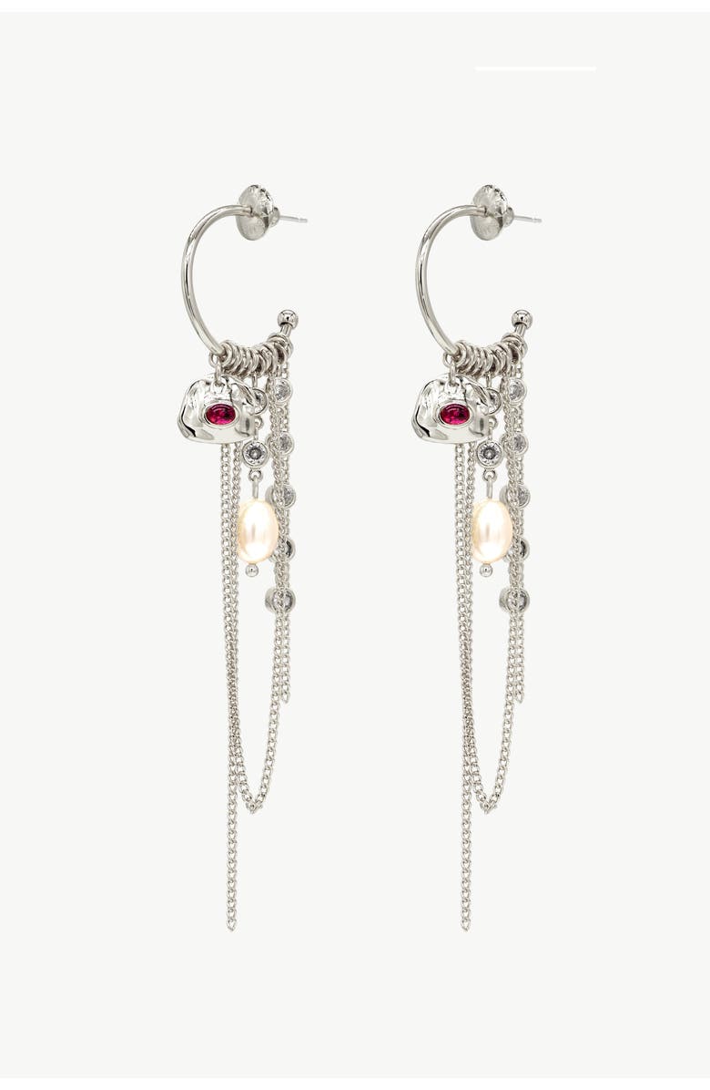 Classicharms Iris Freshwater Pearl and Cubic Zirconia Radiant Reverie Cascade Hoop Earrings, Alternate, color, Silver/Hot Pink