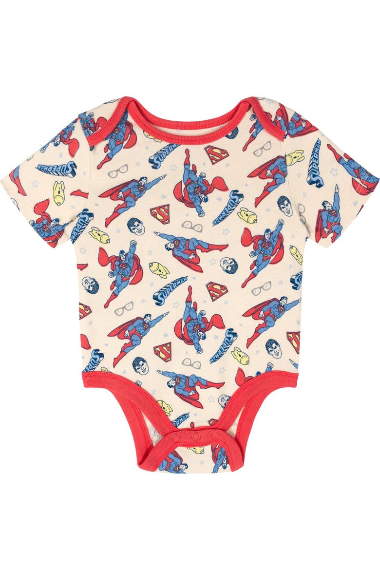 Justice League 3-Pack Short Sleeve Bodysuits, Alternate, color, Superman Blue Ivory