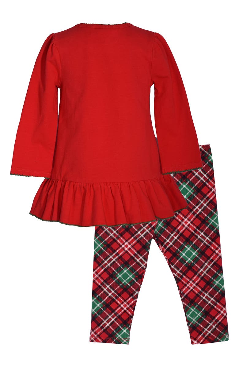 Bonnie Jean Santa Tunic & Plaid Leggings, Alternate, color, Red