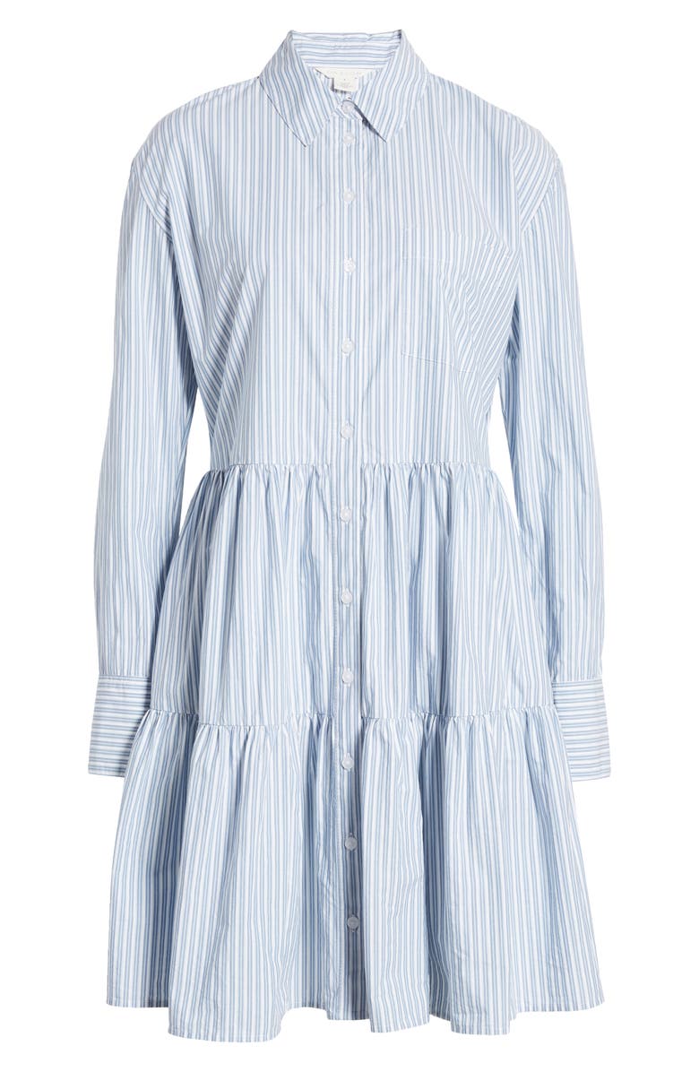 Caslon<sup
®</sup
Stripe Tiered Long Sleeve Shirtdress, Alternate, color,