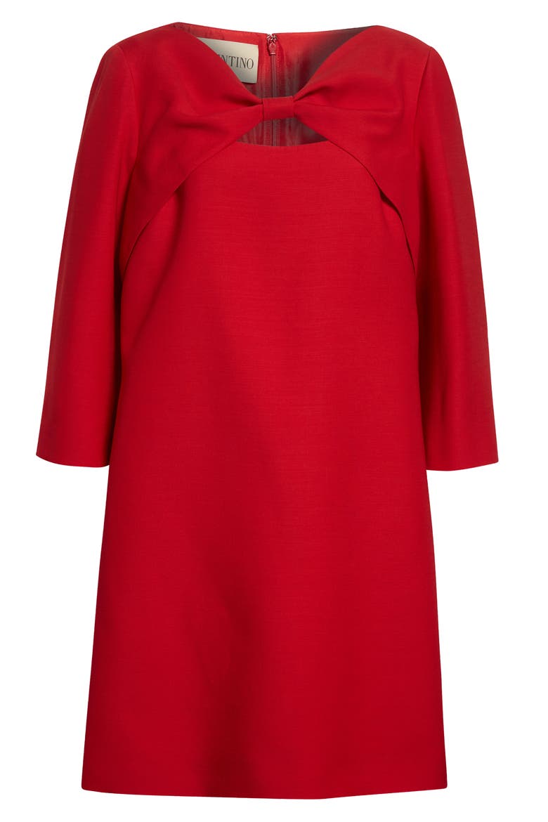 Bow Solid Crepe Couture Minidress, Alternate, color, PINK